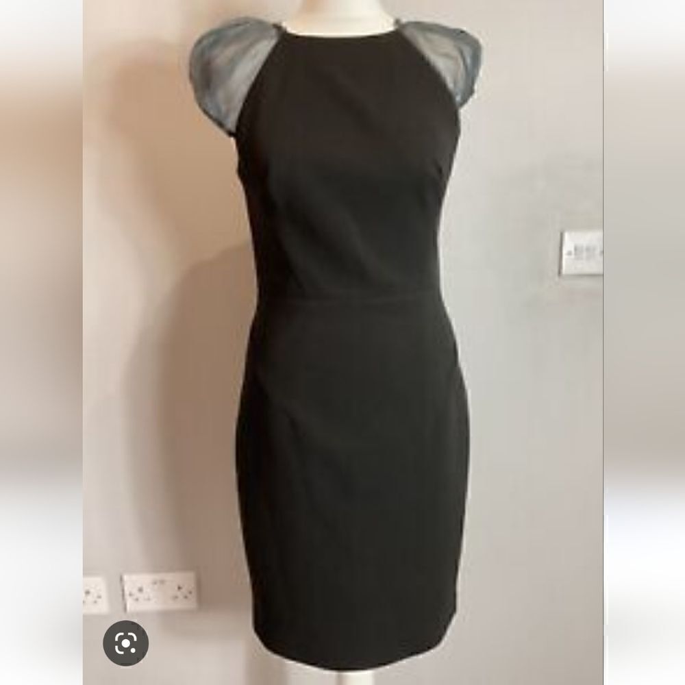 Reiss  Sheer Silk Shoulders Little Black Dress